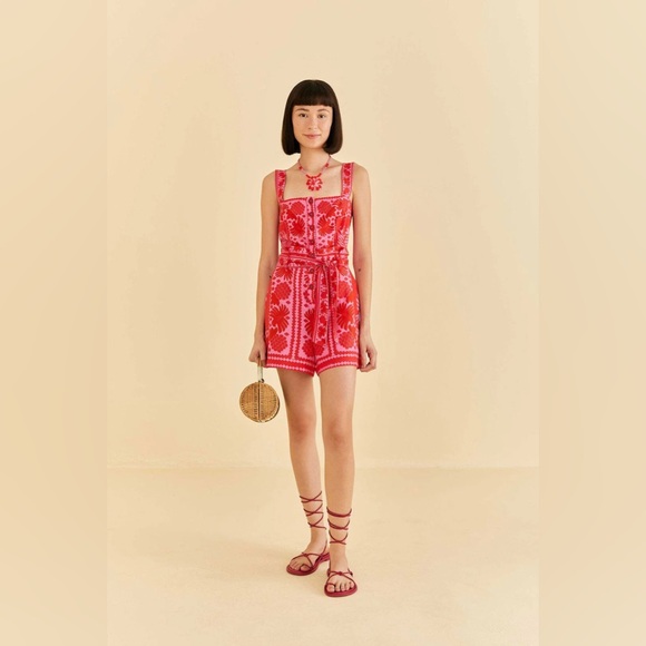 FARM Rio Red Jungle Scarf Romper